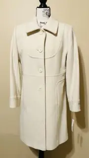 NWT $169 Preston & York Coat 100% Lambswool Winter White Size 8