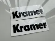 2Pcs KRAMER Guitar Bass Black Vinyl UV Transfer RAISED Headstock Decals Stickers