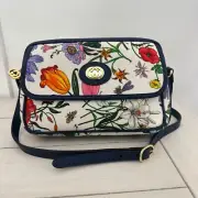 NEW GUCCI 550147 Flora Canvas Leather Crossbody Bag