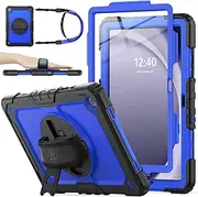 [SEYMAC stock] 360° Hand Strap/Stand Protective Case for Samsung Galaxy Tab A9 Plus 11 inch, Black+Blue