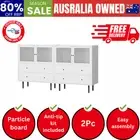 2x Buffet Sideboard Cupboard Glass Doors White