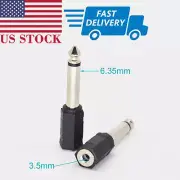 2pcs Nickel Mono 6.35mm 1/4" Male to 3.5mm 1/8" Female Headphone Audio Adapter
