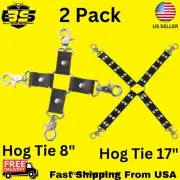 2 Pack Cowhide Leather Hog Tie 17"Hog Tie 8" four way" four way Pin Connector