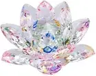 Sparkle Crystal Lotus Flower Hue Reflection Feng Shui Home Decor with Gift Box