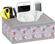 Multifunctional Tissue Box Cover Holder, Nightstand Organizer for Bathroom Vanity Countertops Decor, Napkin Dryer Sheet Dispenser for Night Stand Dres