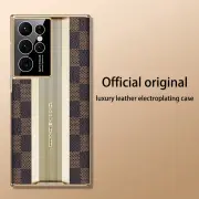 Luxury Sports car Case For Samsung Galaxy S22 Ultra 5G NEW Full Camera lens Protection Ultrathin electroplate Leather Phone Case