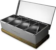 Pinnacolo 4 Slot Condiment Carrier, Stainless Steel Holders, Silicone Lids, and Gel Packs - Portable and Versatile for Outdoor BBQs and Parties