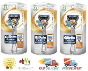 3 Gillette Fusion Proglide Flexball Razor Blade handle Manual Shaver SilverTouch