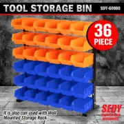 36 PC Bin Stand / Wall Mounted Storage Solution Rack Nuts Bolts Organiser Parts