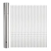 100pcs Kebob Skewers 30cm x 3.5cm Stainless Steel Flat Sticks with Tube Storage