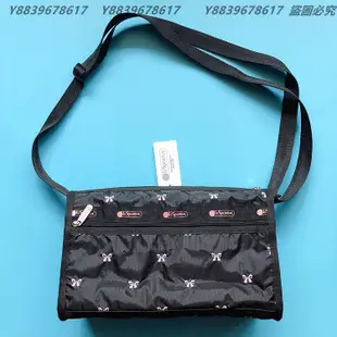 Lesportsac 刺繡蝴蝶結 側肩背/斜背/手拿 降落傘防水包 休閒款 7519 限量