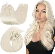 Ugeat Microlinks Hair Extensions Human Hair 20Inch Blonde Highlight Micro Loop Hair Extensions Human Hair Cold Fusion Micro Beads Hair Extensions Human Hair 50Gram/Set 1G/1S #P27/613