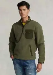 Polo Ralph Lauren Arny Green Hybrid Fleece 1/4 Zip Pullover Men's SZ M $248
