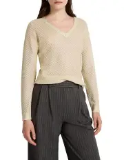 [Marcs] Brightside V Neck Foil Top in Gold
