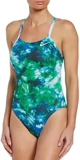 [Nike] Women's Hydrastrong Crossback Swim Suit, Tie Dye Blue/Green 30