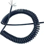 Coiled Extension Cord, Wire Spring Shielded Wire 5 Cores 24AWG 0.2mm Square Stretch 1 Meter to 14 Meters Spiral(Stretch 9 Meter)