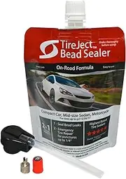 TireJect On-Road Automotive Tire Sealant Single Tire Repair Kit for Bead Leaks and Punctures (Compact Car, Mid-Size Sedan, Motorcycle)