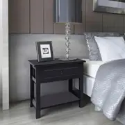 Black Bedside Cabinet Set Of 2 Telephone Lamp Stand Side Table Wooden Nightstand