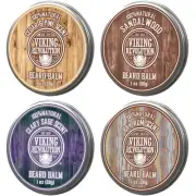 4 Beard Balm Variety Pack (1oz Each) - Sandalwood, Pine & Cedar, Bay Rum, Cla...