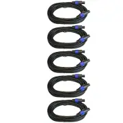 5 Pack PA DJ speakon compatible SPEAKER Cables Cords 14GA gauge 50 ft foot feet