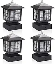 Post Solar Fence Light Solar Deck Light Solar Post Cap Light Solar Patio Light 15 LUMENS KS101AX4 fit for 3.7X3.7 Regular Fence Posts or with Included Adaptor fit for Bigger Flat Surface