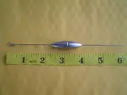 9 PCS. STRAIGHT DOWN BOTTOM BOUNCER SINKER, 1 OZ. W/S. STEEL WIRE .041 X 6"