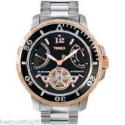 NEW TIMEX SILVER S/STEEL,ROSE GOLD AUTOMATIC DAY/DATE,TACHYMETER WATCH-T2M930