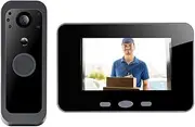 Generic 2.4G Wireless Visual Intercom Doorbell 4.0 Inch IPS Screen Audio Video Outdoor Doorbell Camera PIR Motion Detection Doorbell with Camera Monitor Infrared Night Vision for Villa House Office Ap