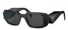 Prada PR 17WS 1AB5S0 Black Plastic Rectangle Sunglasses Grey Lens