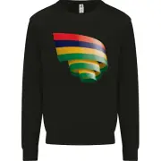 Curled Mauritius Flag Mauritians Day Football Kids Sweatshirt Jumper