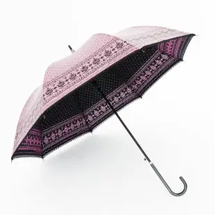 【雙龍牌】洛可可黑膠雙面圖案蕾絲宮廷傘直立傘(3入防曬抗UV自動晴雨傘超輕量陽傘A6160B-3)