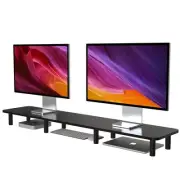43.7" Extra Long Dual Monitor Stand Riser, Wood & Steel Monitor Stand for 2 M...