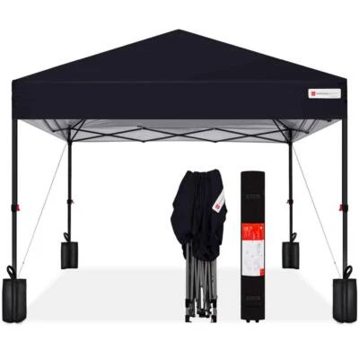 Best Choice Products Pop Up Canopy Tent 10' Black w/ 1-Button Push + Carry Case