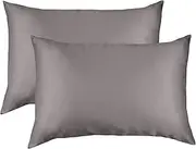 Royal Comfort Pillowcase Set Mulberry Silk Breathable Ultra Soft For Hair and Skin 51 x 76cm In Gift Box (Charcoal, Set of 2)