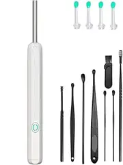 Leona Co Ear Wax Removal, Ear Camera with 1296P HD, Ear Cleaner with Camera Built-in WiFi, Earwax Removal Kit with Different Ear Pick, Otoscope with Lights, Ear Cleaning Kit (White)