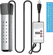 2500W Immersion Water Heater, Cadrim Constant Temperature Model Electric Submersible Water Heater, Stainless Steel Guard Cover and Built in Digital LCD Thermometer, Home Instant Water Heater