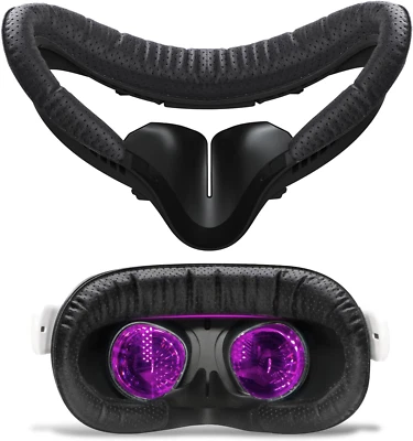 VR Facial Interface & Face Pad for Oculus Quest 2 - Breathable Holes Leather Fac