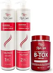 I Belli Capelli Ravenna Professional Keratin Hair B-tox -Cirugia Capilar para el Cabello, Smoothing, B-tox Hair Treatment, Celulas Madres Para el Cabello-Straightener System 3x1L 105.8oz