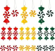 36Pcs Christmas Candy Lollipop Ornament Christmas Tree Decorations Red Yellow Green Plastic Swirl Candy Ornaments Christmas Tree Hanging Ornaments for Xmas Party Christmas Home Decoration