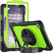 [Herize] Galaxy Tab A9 Plus Case Cover 11 Inch 2023 with Screen Protector Pen Holder | Samsung Tab A9+ Shockproof Case SM-X210/X215/X216 | Rugged Protective Case W/Stand Hand Strap Shoulder Strap