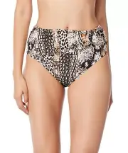 MSRP $65 Bleu Rod Beattie Side High-Waist Draped Bottoms Brown Size 6