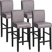 FORCHEER Bar Stool Chair Cover with Backs Set of 4 Hot Stamping Process Dining Chair Slipcovers Cafe Barstool Slipcover Square Removable Furniture Chair Seat Cover Elastic Bottom (4PC,Light Grey)
