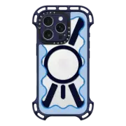 iPhone 16 Pro Ultra Bounce Case MagSafe Compatible Blue Wavy Border