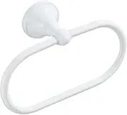 IWOWHERO Modern Oval Towel Ring White Wall Mounted Towel Hanging Rack for Bathroom Kitchen Space Saving Design Simple Elegant Towel Holder for Home Decor