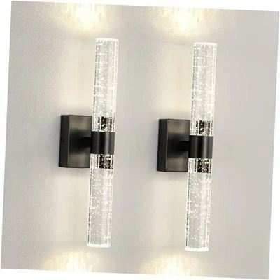 Black Modern LED Wall Sconce - 18 Inch Wall Sconces Set of Two 4000K Dimmable