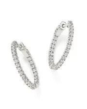 Diamond Inside Out Hoop Earrings in 14K White Gold, 1.0 ct. t. w.