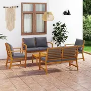 5 Piece Garden Lounge Set with Cushion Solid Acacia Wood Patio Bar Sets