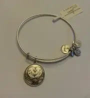 Alex And Ani Love Birds Heart Charm Bangle Bracelet BOX NWT BOX Russian Silver