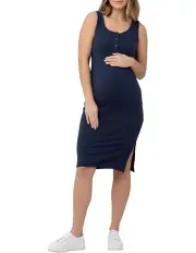 [Ripe] Penny Button Down Rib Dress in Navy