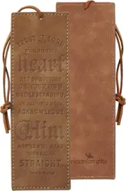 Faux Leather Scripture Bookmark – Proverbs 3:5-6, Inspirational Bible Verse